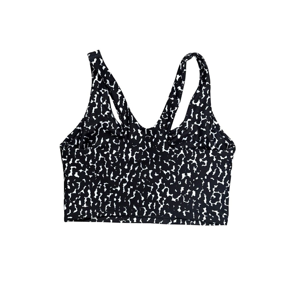 SAGE Collective Women’s Black & White Print Sports Bra, Size Medium